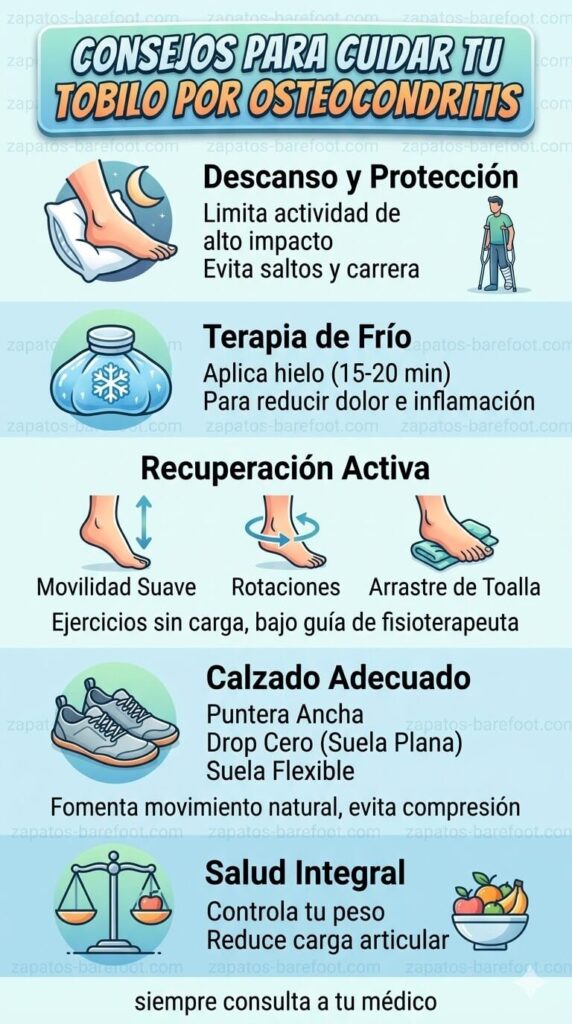 infografía como cuidar tobillo osteocondritis y aliviar dolor