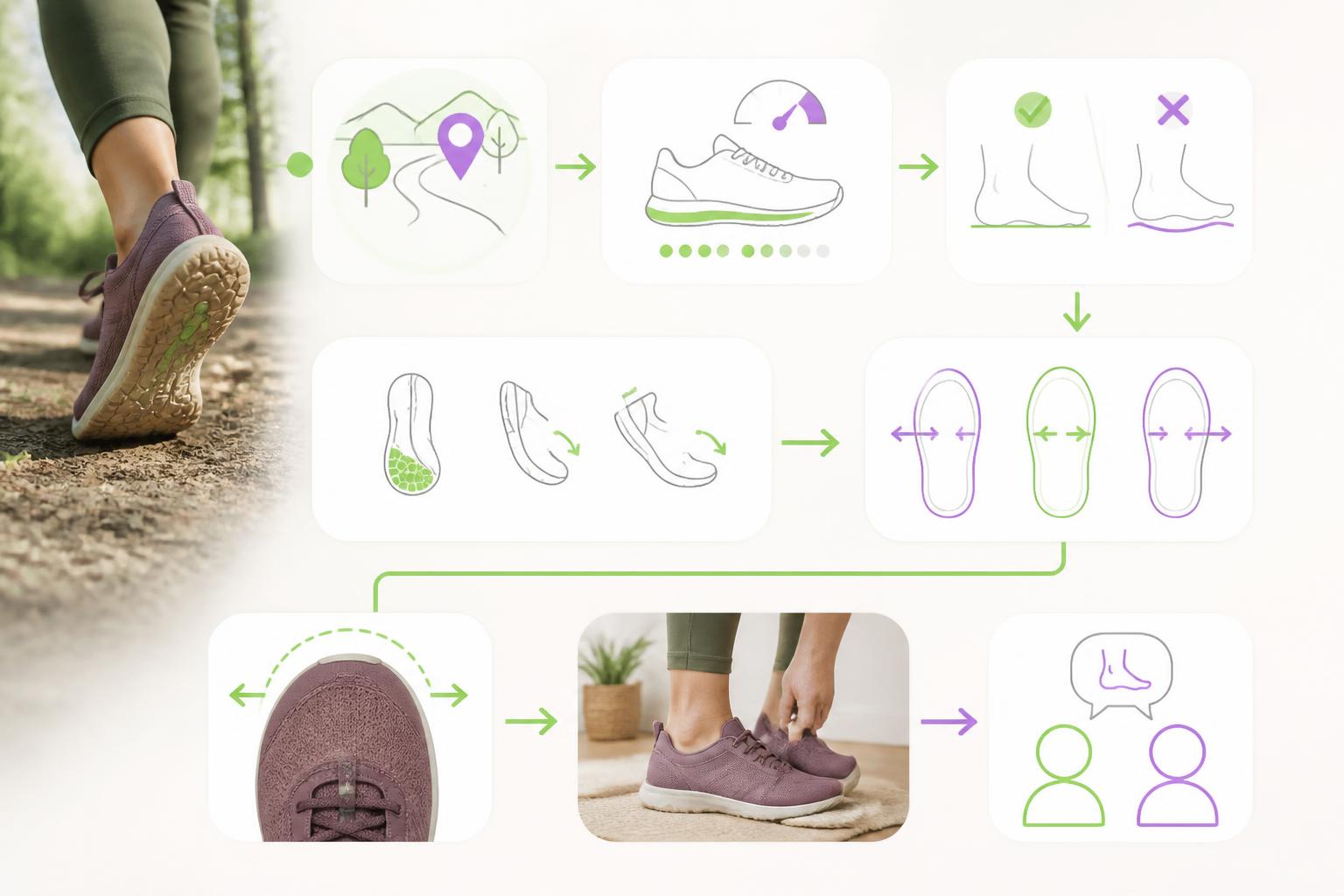 Árbol de decisión para elegir zapatillas running según actividad, ajuste y molestias actuales